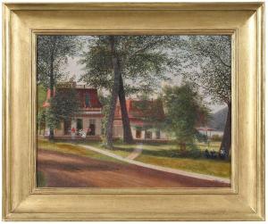 MOORE Nelson Augustus 1824-1902,The Mansard House, on the Housatonic, Stratford,1881,Brunk Auctions 2022-03-25