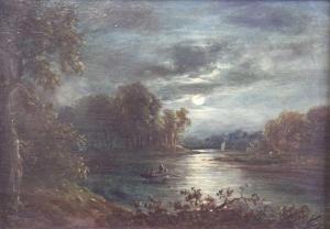 MOORE OF IPSWICH John 1820-1902,Boatmen on a moonlit river,Lacy Scott & Knight GB 2023-06-17