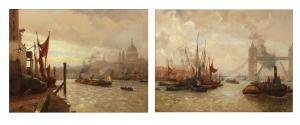 MOORE Rubens Arthur,views on the Thames: One towards St Pauls and anot,1920,Bonhams 2023-07-05