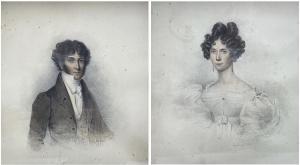 MOORE Snr. William 1790-1851,Portrait of Husband and Wife,1829,David Duggleby Limited GB 2023-09-30