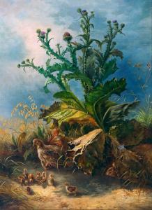 MOOS Friedrich 1822-1895,Flowering Thistles with a Black Grouse Family,Palais Dorotheum 2022-09-08