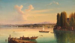 MOOSBRUGGER Josef 1810-1869,Bodenseelandschaft mit Booten,Fischer CH 2014-11-26