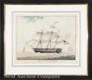 MOOY Jan,Ship Lydia Captain Wm. Parker, Beating into the Te,1832,Neal Auction Company 2020-11-21