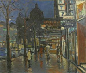 MORA Alphonse 1891-1977,L'avenue De Keyser bord d'un crépuscule pluvieux,Campo & Campo BE 2020-09-23