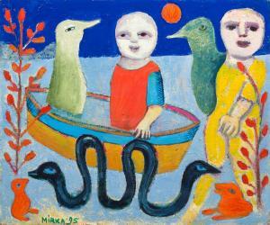 MORA Mirka Madeleine 1928-2018,Children and Animals at Sea,1995,Leonard Joel AU 2019-03-03