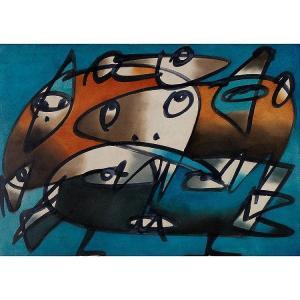 MORALES Julian 1937-1990,UNTITLED (ABSTRACT FACE WITH MANY EYES),1987,Waddington's CA 2013-04-25