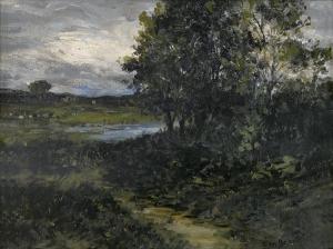 MORAN Edward 1829-1901,Untitled (Rhode Island Landscape).,1886,Swann Galleries US 2014-02-13