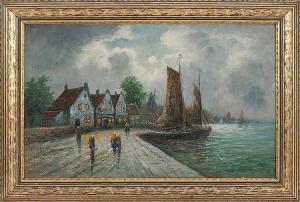 MORAN K,Dutch waterfront scene,c.1800,Eldred's US 2015-06-25