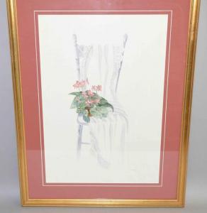 MORAN M,FLOWERS ON CHAIR,Dargate Auction Gallery US 2017-12-09