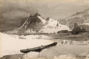 MORAN Thomas 1837-1926,Iceberg and men pulling skiff,Bonhams GB 2010-08-02