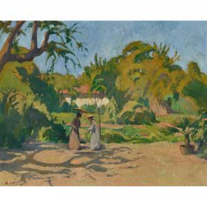 MORARD Arthur 1882-1950,Sonniger Garten mit zwei Frauen unter dem Sonnensc,Dobiaschofsky 2017-11-08