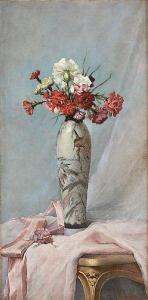 MOREAU Henri 1869-1943,Vase japonais fleuri d\’œillets,1894,Horta BE 2021-01-18