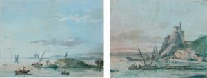 MOREAU Jean Michel le jeune 1741-1814,Paysages fluviaux animés,Binoche et Giquello FR 2013-03-29