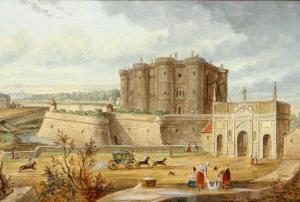 MOREAU Louis Gabriel 1740-1806,View of the Bastille,Weschler's US 2013-12-06