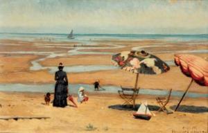 MOREAU NÉLATON Camille 1840-1897,La plage d'Houlgate,Brissoneau FR 2012-12-12