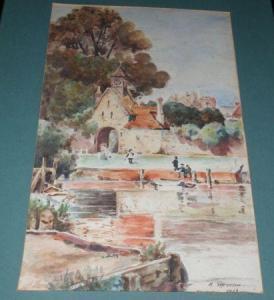 MOREAU R,River Scene with Figures by a Chapel,1913,Keys GB 2013-02-01