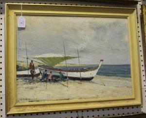 MOREIRA Joao,Coastal View with Figures around a Boat,Tooveys Auction GB 2014-10-10