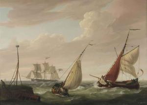 MOREL Casparus Johannes 1798-1861,Sailing vessels near the harbour entrance,Christie's GB 2014-05-13