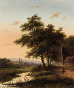 MOREL Jan Evert II,Travellers on a country road, a town in the distan,Christie's 2010-11-09