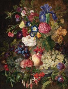 MOREL Jan Evert 1777-1808,Still Life with Fruits and Flowers on a L,1805,AAG - Art & Antiques Group 2022-07-04
