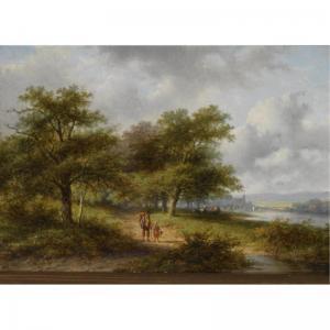 MOREL Jan Evert 1777-1808,TRAVELLERS ON A COUNTRY ROAD, A TOWN IN THE DISTAN,Sotheby's GB 2007-10-16