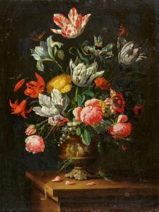 MOREL Jean Baptiste,Flower Still Life with Roses, Tulips, a Lily, and ,Lempertz DE 2020-05-30