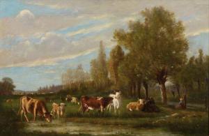 MOREL LAMY Félix 1800-1800,Gardienne et son troupeau,Osenat FR 2019-03-17
