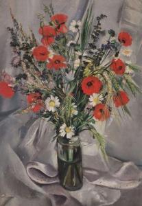 MOREL Louise 1898-1974,Bouquet de fleurs sur un drapé,Sadde FR 2021-12-07