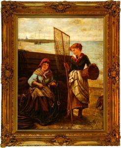 MORELLE John P. 1800-1900,Fishing girls at the harbour. Signed,Bruun Rasmussen DK 2007-11-25