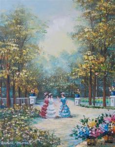 MORET Andre 1900-1900,Three Ladies in the Garden,Hindman US 2008-07-15