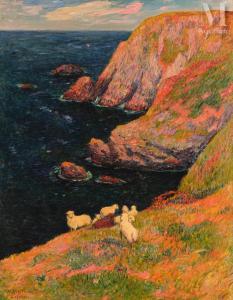 MORET Henry 1856-1913,Falaises et moutons à Groix,1895,Millon & Associés FR 2024-03-26