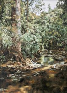 MORETON Judith 1940,Kauri Beside Waioma River,1990,International Art Centre NZ 2023-04-19