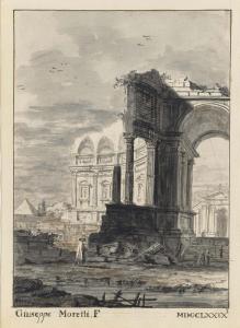 MORETTI Giuseppe 1730-1790,capriccio with a ruined semi-circular temple,1779,Christie's 2012-12-06