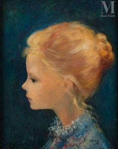 MORETTI Lucien Philippe 1922-2000,Portrait de petite blonde au chignon,Millon & Associés 2024-01-25