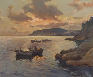 MORETTI M,FISHING BOATS AT DUSK ON THE AMALFI COAST,Great Western GB 2019-11-29