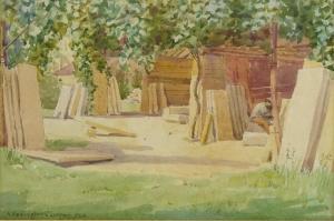 MORGAN Alfred Kedington 1868-1928,Stonemason's Yard,1924,David Duggleby Limited GB 2019-03-30