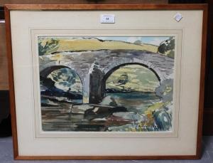 MORGAN E 1800-1800,Angler below a Bridge,1945,Tooveys Auction GB 2017-07-12