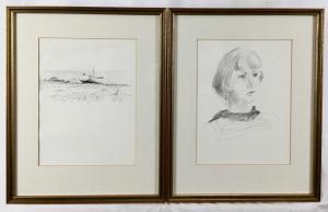 MORGAN Glyn 1926-2015,Aldeburgh beach; portrait of a lady,Reeman Dansie GB 2023-03-12