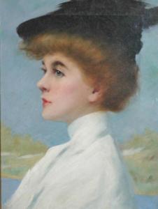 MORGAN Herbert A 1857-1917,Portrait of a Lady in a Black Plumed Hat,William Doyle US 2009-02-11