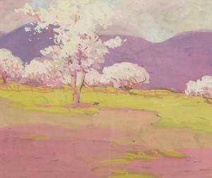 MORGAN Mary DeNeale 1868-1948,Atmospheric Cypress and Spring Cherry Orchard (a g,Bonhams 2023-02-07
