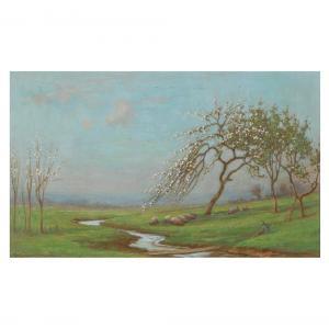 MORGAN Owen Baxter 1800-1900,A Shepherd and His Flock in Spring,Leland Little US 2022-11-03