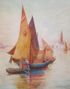 MORGAN Walter Jenks 1847-1924,Venice, fishing boats in the lagoon,Morphets GB 2021-11-25