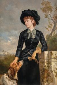 MORGARI Pietro 1843-1885,Portrait of an Elegant Lady with a Dog,Palais Dorotheum AT 2023-10-24