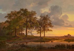 MORGENSTERN Christian Bernhard 1805-1867,Nordic landscape at sunset,1846,Galerie Koller 2023-09-22