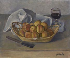 MORILLON Étienne 1884-1949,Corbeille d'abricots et verre de vin,Conan-Auclair FR 2022-01-25