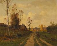 MORIN Adolphe 1841-1880,Landschaft mit Feldweg und Bäuerin,Fischer CH 2016-06-15