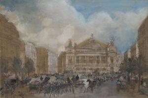 MORIN Edmond 1824-1882,Calèches et soldats devant l'Opéra Garnier à Paris,Christie's GB 2022-12-13