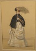 MORIN Eugénie 1839-1875,Portrait de femme à l'ombrelle sur la p,Le Roux-Morel-Mathias-Baron Ribeyre 2007-11-14