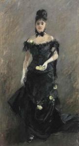 MORISOT Berthe 1841-1895,Femme en noir or Avant le théâtre,1875,Christie's GB 2017-02-28