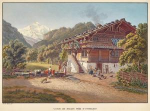 MORITZ Friedrich Wilhelm 1783-1855,Maison de Paysan près d'Unterseen,Dobiaschofsky CH 2023-11-08